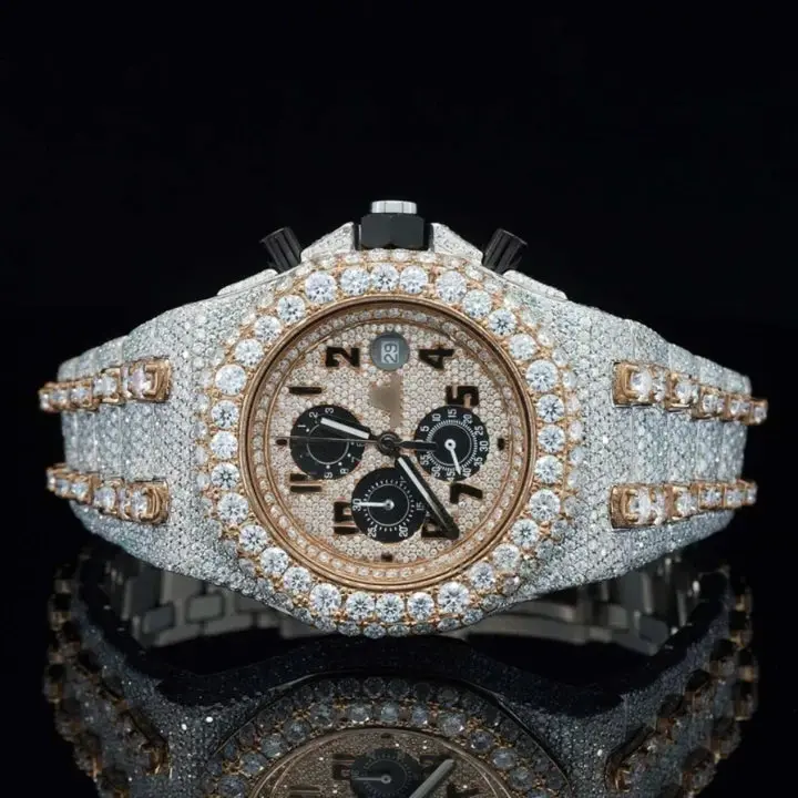Two Tone Chronograph Moissanite Watch
