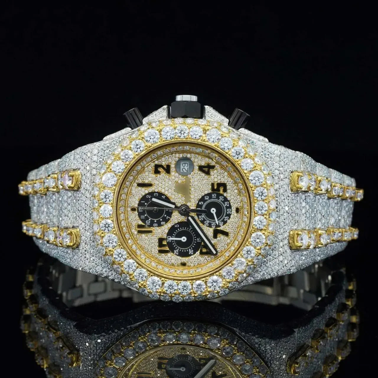Two Tone Chronograph Moissanite Watch - Image 3